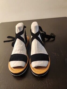 Tommy Hilfiger Black Lace-Up Platform Sandals for Women